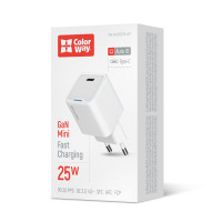 Мережевий зарядний пристрій ColorWay GaN Mini 25W PD Port PPS USB-C White (CW-CHS052PD-WT)