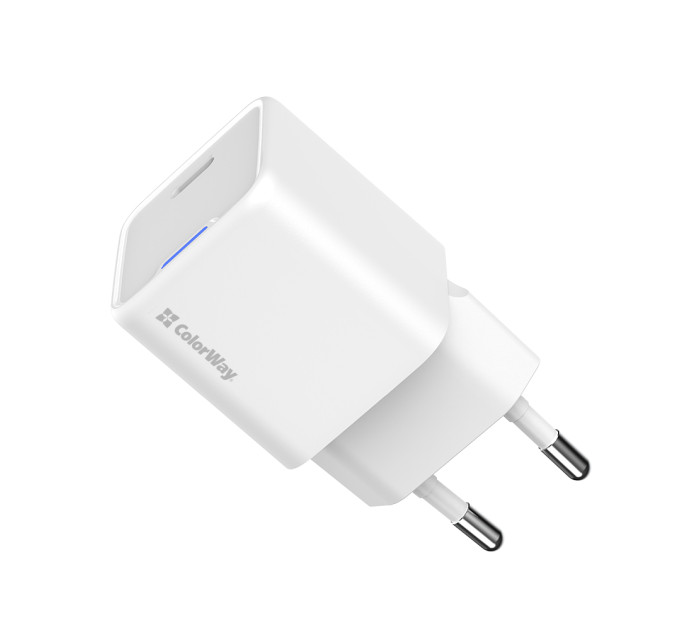ColorWay Мережевий зарядний пристрій ColorWay GaN Mini 25W PD Port PPS USB-C White (CW-CHS052PD-WT)