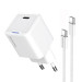 ColorWay Мережевий зарядний пристрій ColorWay GaN Mini 30W PD Port PPS USB-C White (CW-CHS054PDC-WT) + кабель USB Type-C