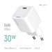 ColorWay Мережевий зарядний пристрій ColorWay GaN Mini 30W PD Port PPS USB-C White (CW-CHS054PD-WT)