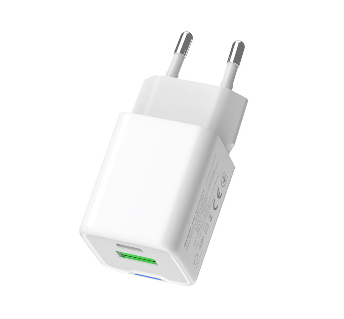 ColorWay Мережевий зарядний пристрій ColorWay GaN Mini 35W PD Port PPS USB (Type-C PD + USB QC4.0) White (CW-CHS055PD-WT)