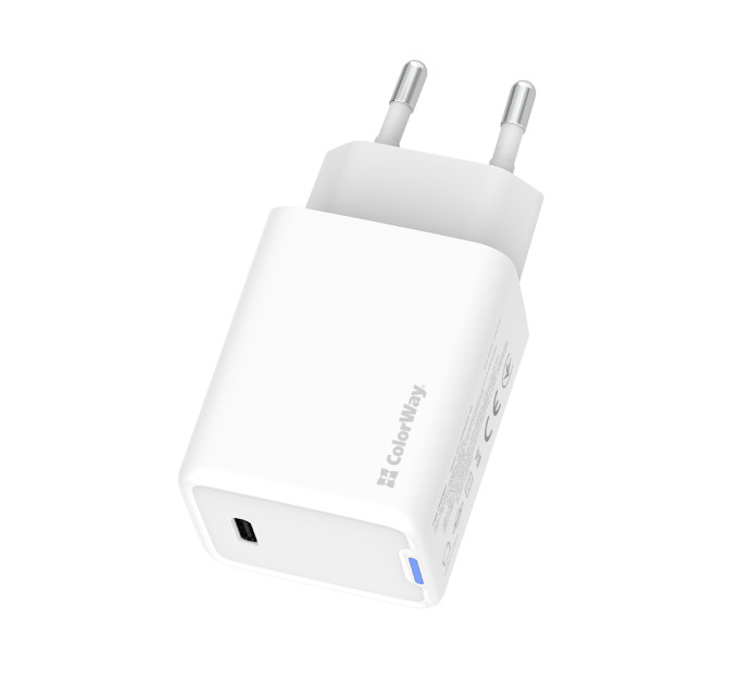 ColorWay Мережевий зарядний пристрій ColorWay GaN Mini 45W PD Port PPS USB-C White (CW-CHS057PD-WT)
