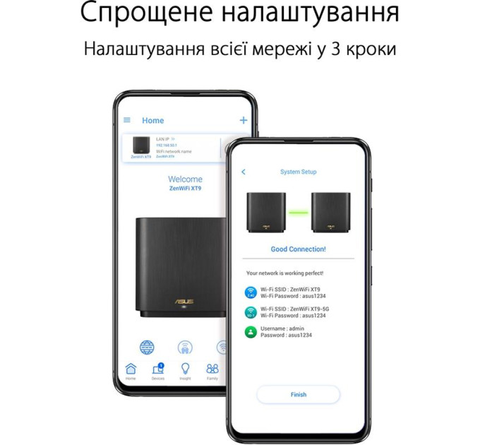 ASUS Wi-Fi Mesh система Asus ZenWiFi XT9 1pk Black (90IG0740-MO3B50)