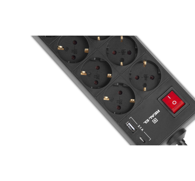 REAL-EL Фільтр живлення REAL-EL RS-Protect 805 1.8м Black (EL122300042)