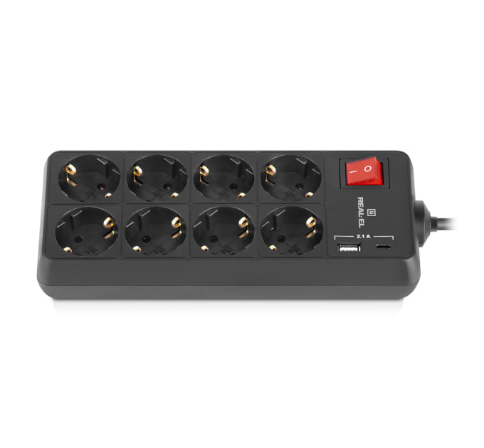 REAL-EL Фільтр живлення REAL-EL RS-Protect 805 1.8м Black (EL122300042)