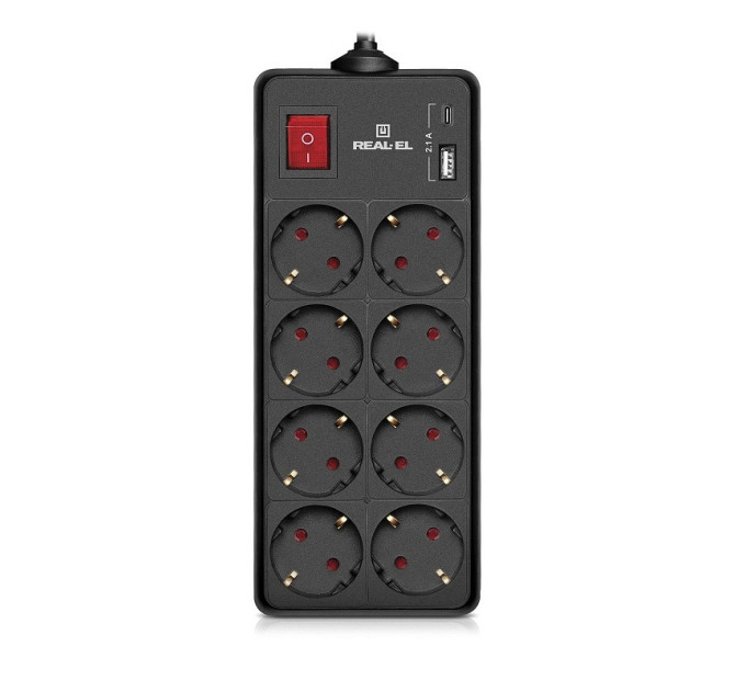 REAL-EL Фільтр живлення REAL-EL RS-Protect 805 1.8м Black (EL122300042)