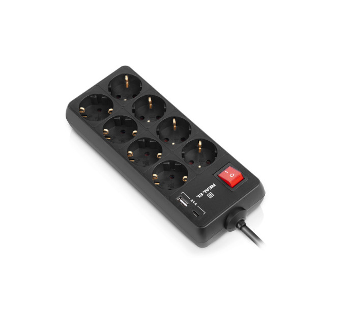 REAL-EL Фільтр живлення REAL-EL RS-Protect 805 1.8м Black (EL122300042)