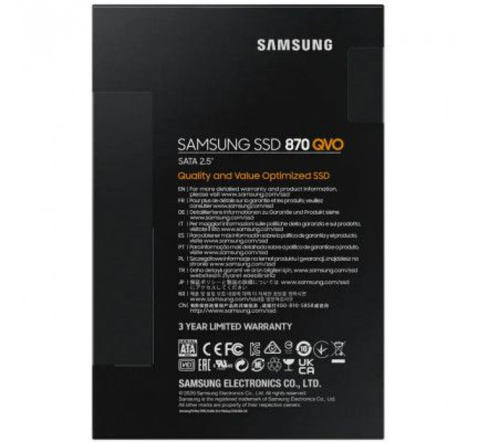 Накопичувач SSD 2.5" 2TB 870 QVO Samsung (MZ-77Q2T0BW)