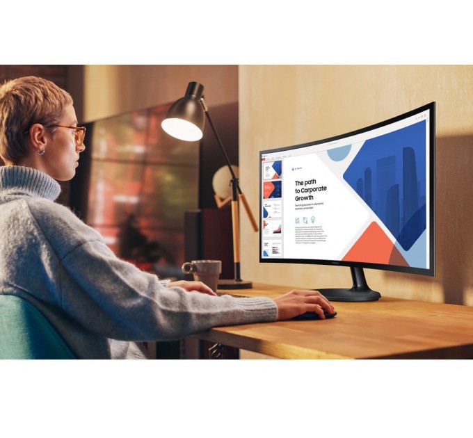 Samsung Монiтор Samsung 24" Essential S3 LS24D360 (LS24D360GAIXUA) VA Black Curved 100Hz