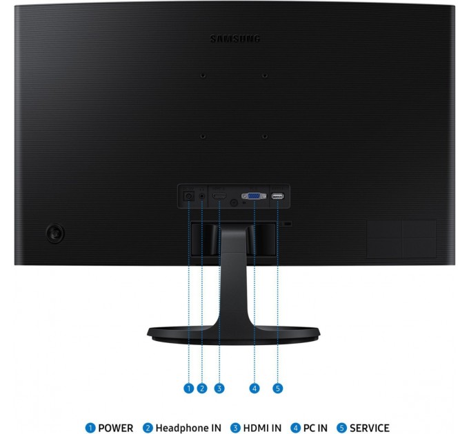 Samsung Монiтор Samsung 24" Essential S3 LS24D360 (LS24D360GAIXUA) VA Black Curved 100Hz