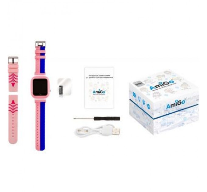 Amigo Смарт-годинник Amigo GO004 Splashproof Camera+LED Pink (746404)