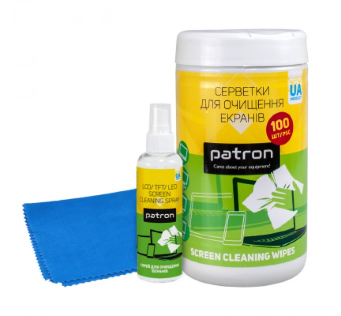 Patron Універсальний чистячий набір Patron Screen spray 100ml F3-008 +wipesF3-027+microfi (CS-PN-BUNDL-13)