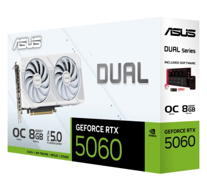 ASUS Відеокарта ASUS GeForce RTX5060 8Gb DUAL WHITE OC (DUAL-RTX5060-O8G-WHITE)