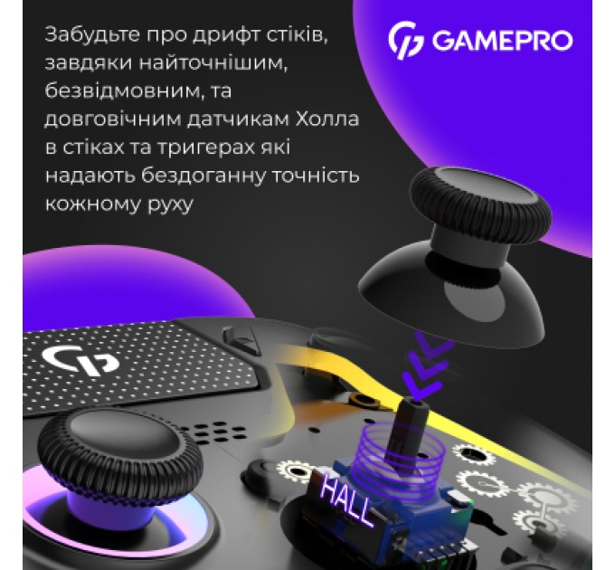 GamePro Геймпад GamePro 2.4G/BT 5.1/USB (Switch/PC/PS/iOS/Android) RGB Black (GPS20B)