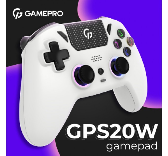 GamePro Геймпад GamePro із зарядною станцією 2.4G/BT 5.1/USB (Switch/PC/PS/iOS/Android) RGB White (GPS20W)