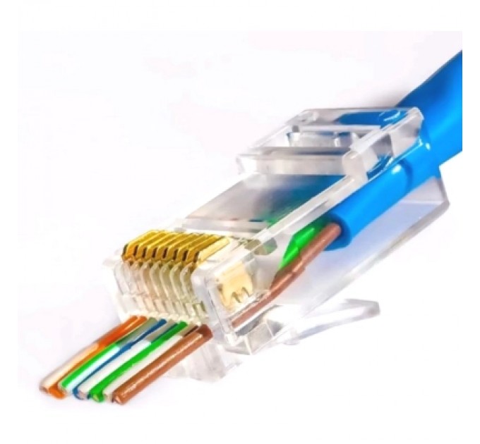 Kingda Конектор RJ45 cat.5e UTP 8P8C, наскрізні отвори, 100шт/пак Kingda (KD-PG8032-C5E/100)