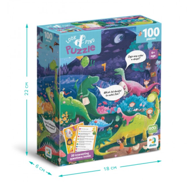 DoDo Пазл DoDo Шукай та знаходь Країна динозаврів, 100 елементів (300669)
