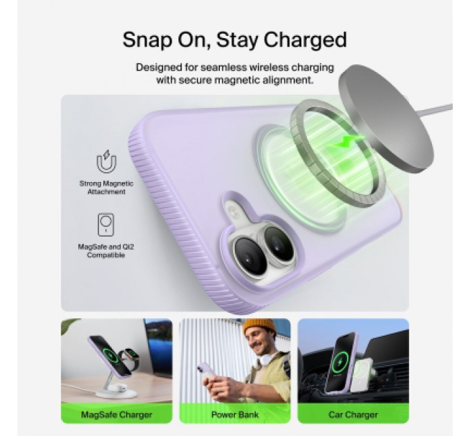 Belkin Чохол до мобільного телефона Belkin Magnetic Protective Grip iPhone 17 Lavender (MSA034HQLV)