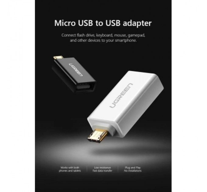 Ugreen Перехідник OTG USB 2.0 AF to Micro 5P US195 white Ugreen (30529)