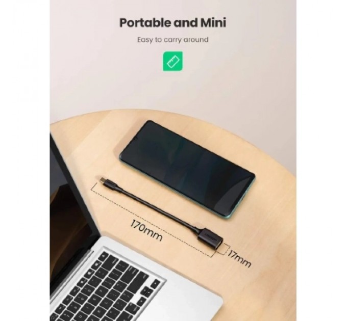 Ugreen Перехідник OTG USB 3.0 AF to USB-C US154 black Ugreen (30701)