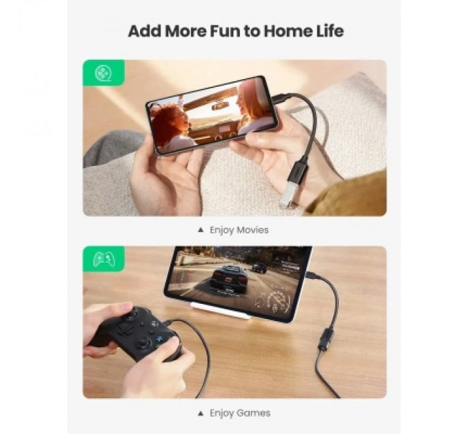 Ugreen Перехідник OTG USB 3.0 AF to USB-C US154 black Ugreen (30701)