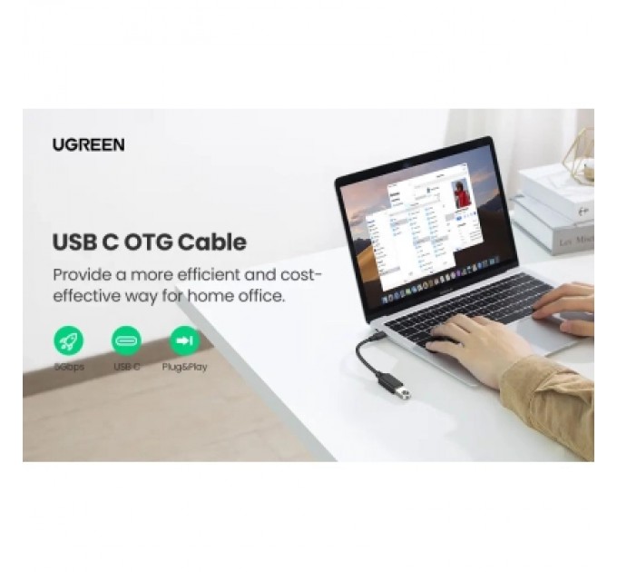 Ugreen Перехідник OTG USB 3.0 AF to USB-C US154 black Ugreen (30701)