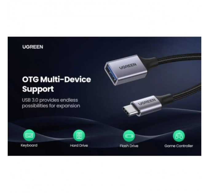 Ugreen Перехідник OTG USB 3.0 AF to USB-C 0.1m US378 black Ugreen (70889)