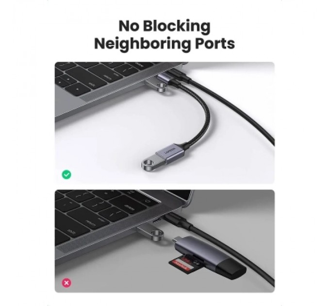 Ugreen Перехідник OTG USB 3.0 AF to USB-C 0.1m US378 black Ugreen (70889)