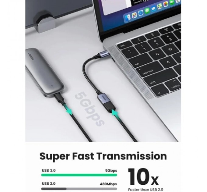 Ugreen Перехідник OTG USB 3.0 AF to USB-C 0.1m US378 black Ugreen (70889)