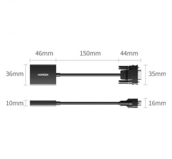 Ugreen Перехідник VGA M to HDMI F CM513 black Ugreen (50945)
