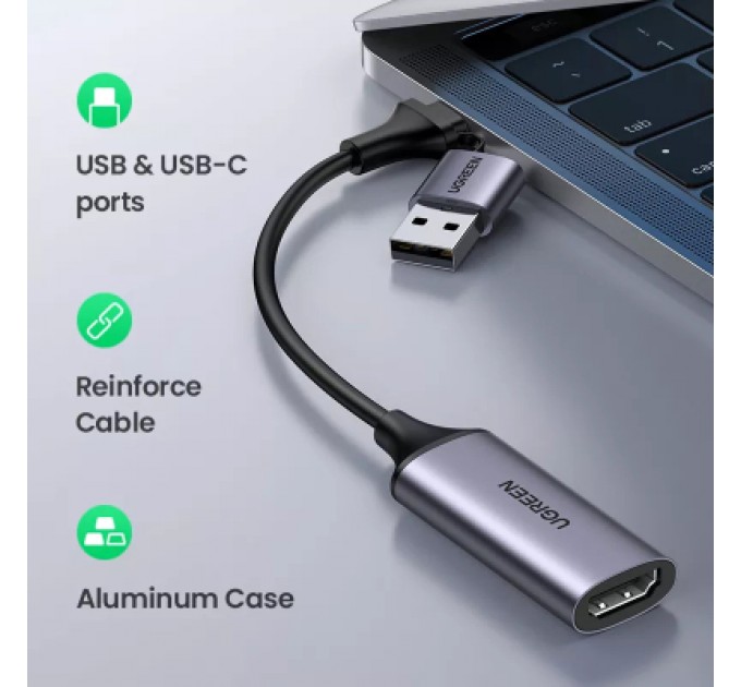 Ugreen Перехідник USB/USB-C to HDMI 4K/60Hz Ugreen (40189)