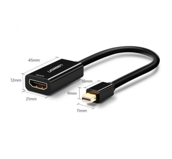 Ugreen Перехідник Mini DisplayPort M to HDMI F 4K 30Hz black Ugreen (40360)