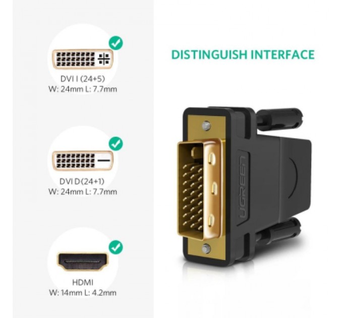 Ugreen Перехідник DVI 24+1 M to HDMI F black Ugreen (20124)