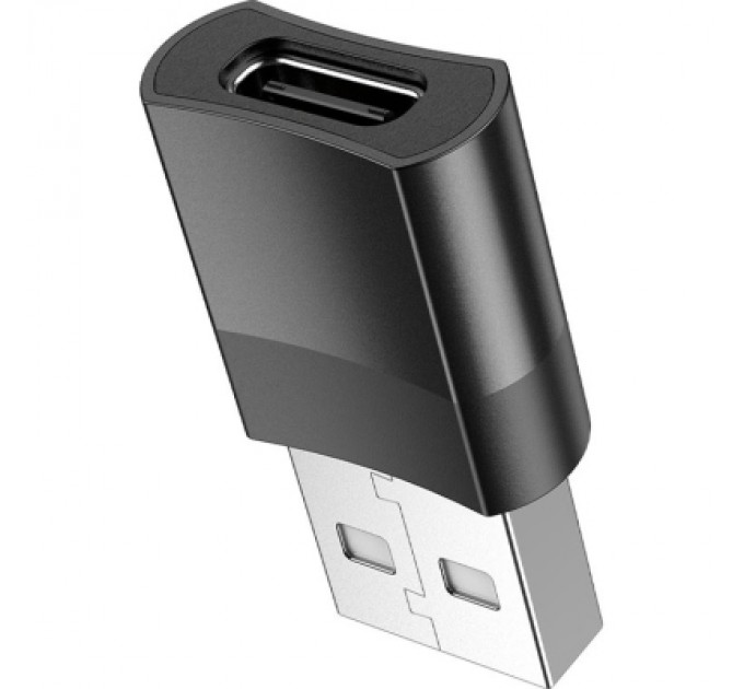 HOCO Перехідник UA17 USB M to USB-C F USB2.0 Black HOCO (6931474762009)