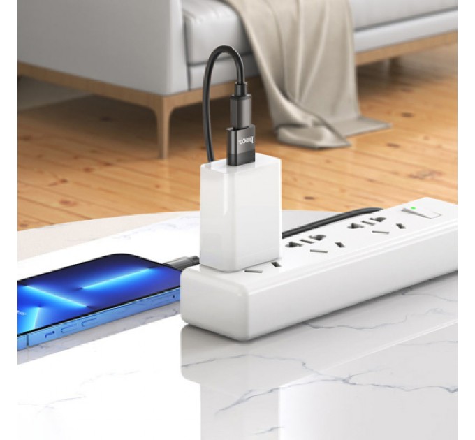 HOCO Перехідник UA17 USB M to USB-C F USB2.0 Black HOCO (6931474762009)