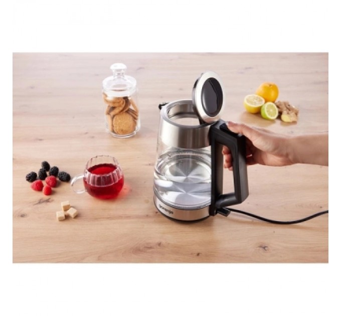 Gorenje Електрочайник Gorenje 1.7л, 2,200 Вт, strix контроль, скло, нерж (K17OGS)