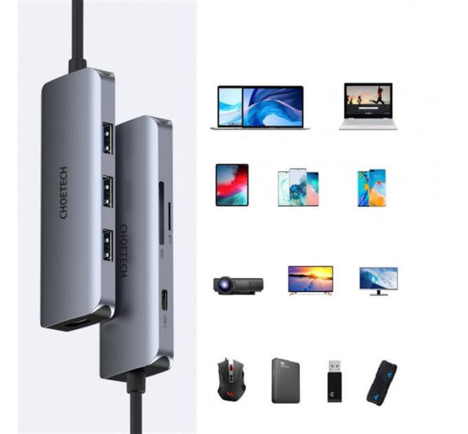 Choetech Концентратор Choetech HUB-M19 7 in 1 USB-C to HDMI Multiport Adapter
