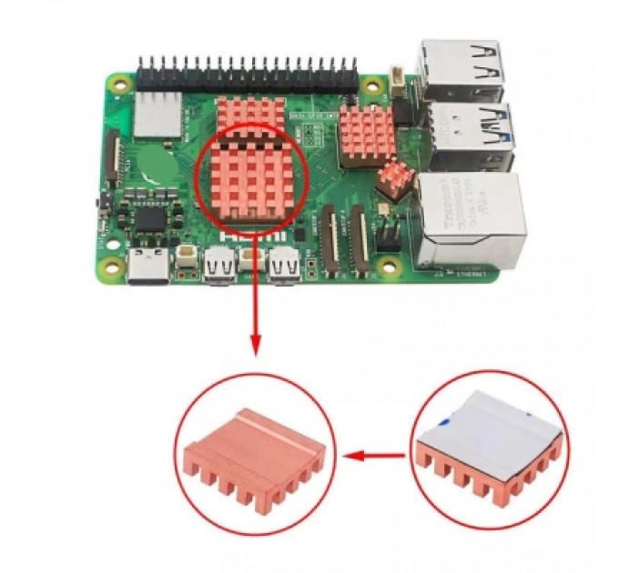 KUONGSHUN Радіатор охолодження KUONGSHUN Комплект для Raspberry Pi 5, 5 шт (RA805)