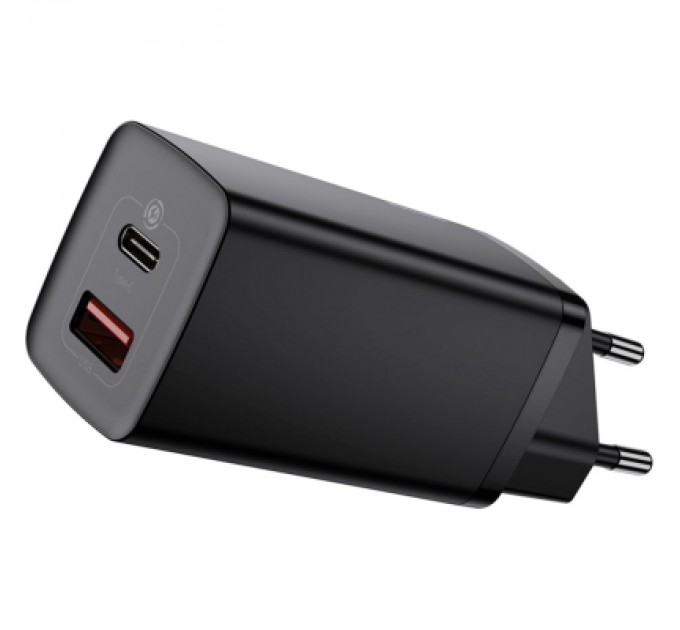 Baseus Зарядний пристрій Baseus 2xUSB 65W GaN (USB-C+USB-A) black (CCGAN2L-B01)