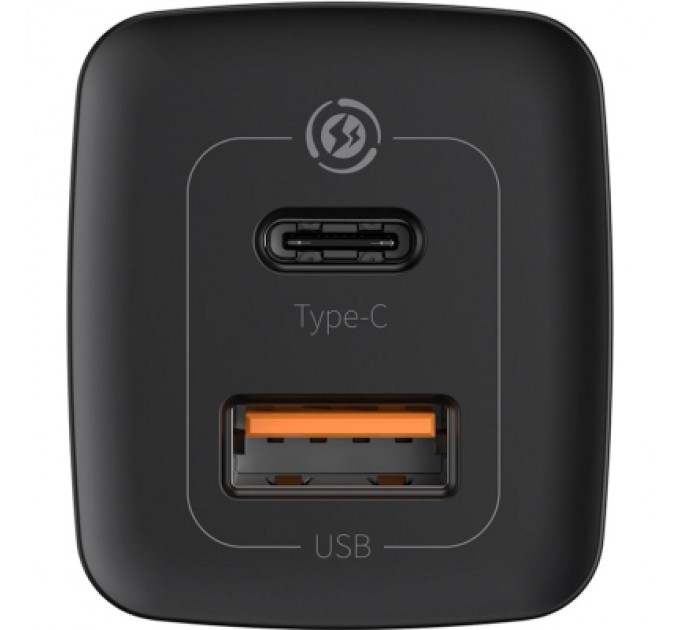 Baseus Зарядний пристрій Baseus 2xUSB 65W GaN (USB-C+USB-A) black (CCGAN2L-B01)