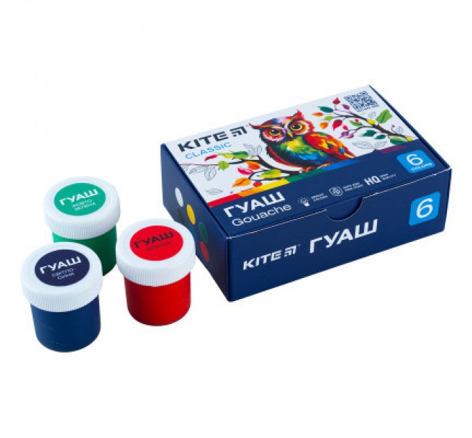 Kite Гуашеві фарби Kite Classic 6 кольорів х 20 мл (K-062)