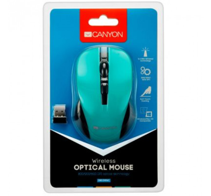 Мишка Canyon CNE-CMSW1GR Wireless Black-Green (CNE-CMSW1GR)