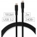 Vinga Дата кабель USB-C to USB-C 2.0m UBS3.2 Gen2 10G 240W Chip Silicon Black Vinga (VCPDCCC3242SB)