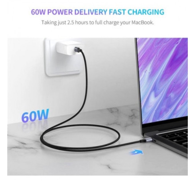 Ugreen Дата кабель USB-C to USB-C 2.0m US261 18W Round Cable Nickel Plating Aluminum Shell Black Ugreen (50152)