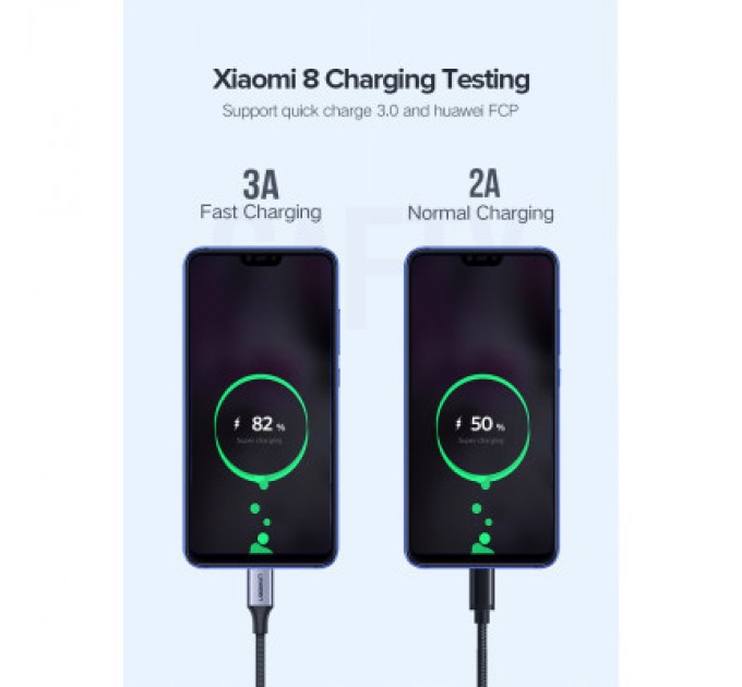 Ugreen Дата кабель USB 2.0 AM to Type-C 3.0m 3.0A 18W US288 Space Gray Ugreen (60408)