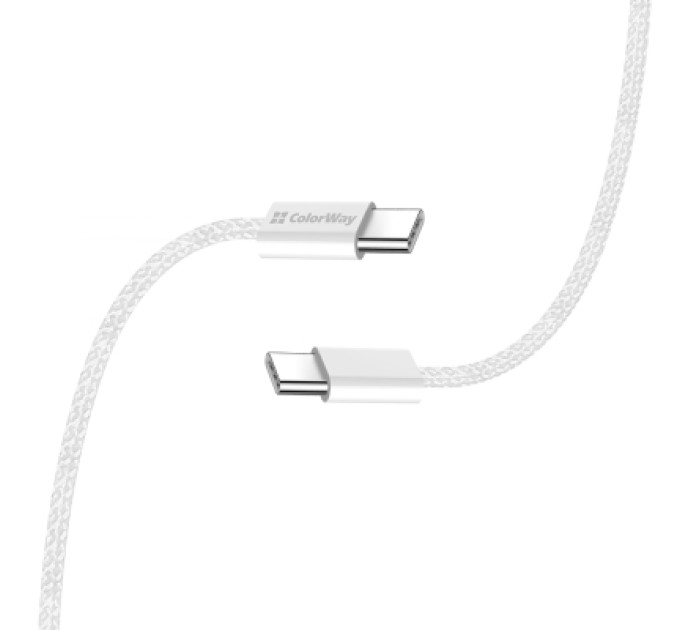 ColorWay Дата кабель USB-C to USB-C 2.0m (braided cotton) (PD Fast Charging 60W) 3.0А grey ColorWay (CW-CBPDCC068-GR)