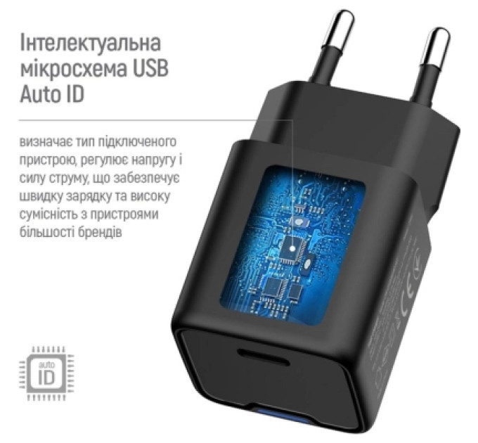 ColorWay Зарядний пристрій ColorWay GaN Mini 25W PD Port PPS USB-C black (CW-CHS052PD-BK)