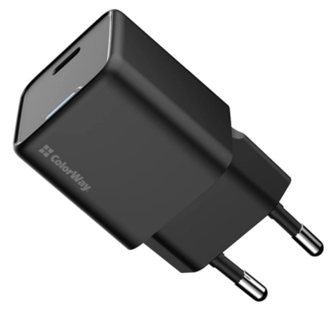 ColorWay Зарядний пристрій ColorWay GaN Mini 25W PD Port PPS USB-C black (CW-CHS052PD-BK)