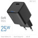 ColorWay Зарядний пристрій ColorWay GaN Mini 25W PD Port PPS USB-C black (CW-CHS052PD-BK)