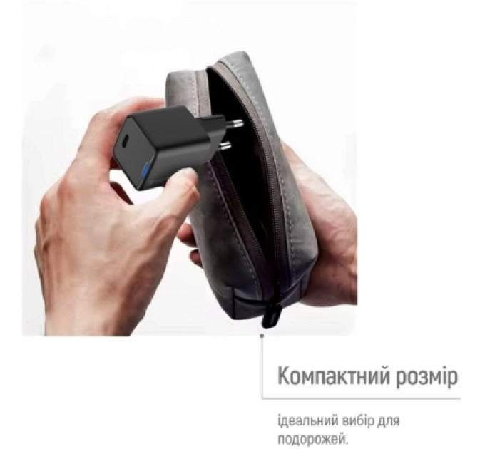 ColorWay Зарядний пристрій ColorWay GaN Mini 25W PD Port PPS USB-C black (CW-CHS052PD-BK)